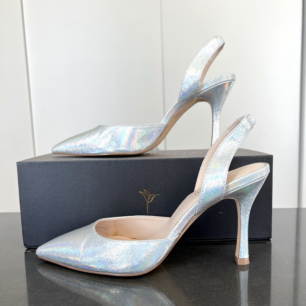 Cult of Coquette Audrey Vegan Hologram Slingback Pumps Size 7.5
